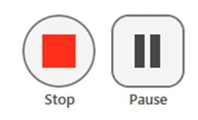 A screenshot showing the stop and pause buttons which you can use to control your recording as you are making it.