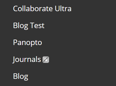 A screenshot showing the main left hand menu within your Blackboard module site from which you can click the Panopto option.