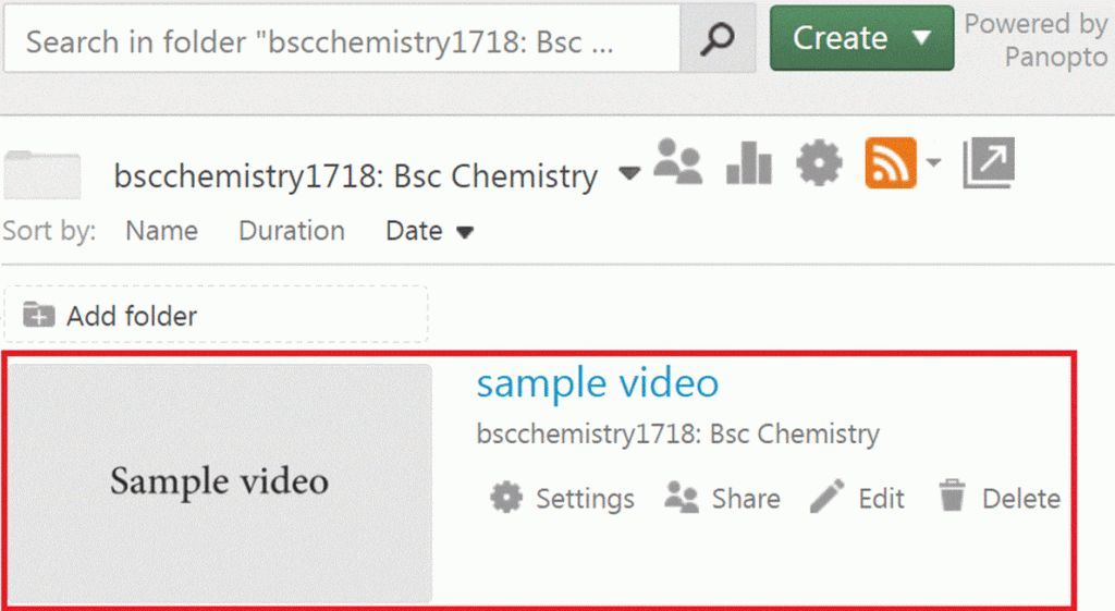 A screenshot showing your Panpoto folder where the video can now be viewed and accessed.