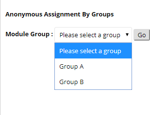 A screenshot showing the dropdown menu within 'Turnitin Assignments by Group' from which you can select your relevant group that you wish to mark.