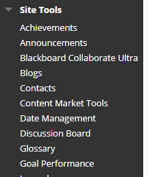 A screenshot showing the 'Site Tools' menu on the module site, from where you can select 'Turnitin Assignments by Group'.