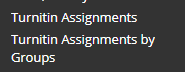 Screenshot showing the Turnitin Assignments option in the Blackboard navigation menu.