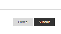 Screenshot showing the 'cancel' and 'submit' buttons when adding feedback in Blackboard.