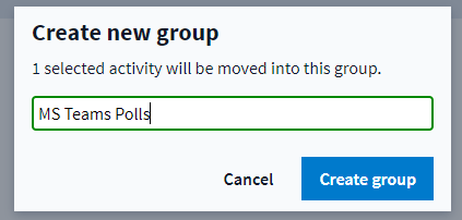 Screenshot showing creating a new group on Poll Everywhere on the web.