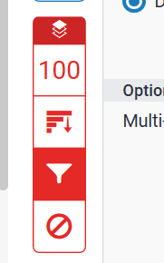 A screenshot of the similarity toolbar. A funnel icon is shown and highlighted with a red background to show it is selected.
