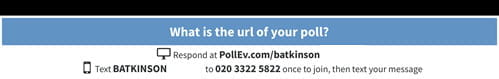 Poll URL detail shown on the top of a slide.