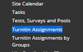 A screenshot showing the Turnitin Assignments menu item on the left hand navigation.