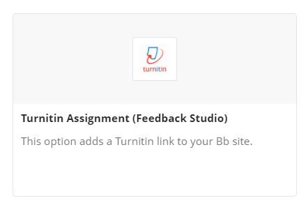 A box with the Turnitin logo is shown. The block is labelled as Turnitin Assignment (Feedback Studio). 