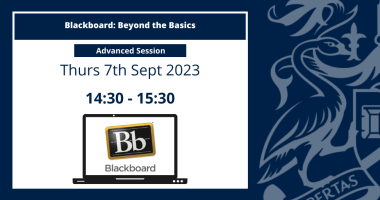 Image text: Blackboard beyond the basics. More information on the event can be found on this page.