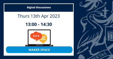 Image text: Digital Discussions. More information about the event can be found on this page.