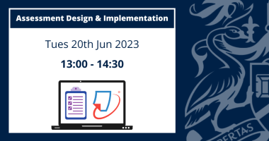 Image text: Assessment Design & Implementation More information about this course can be found on this page.