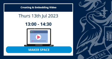 Image text: Creating & Embedding Video. More information about this course can be found on this page.