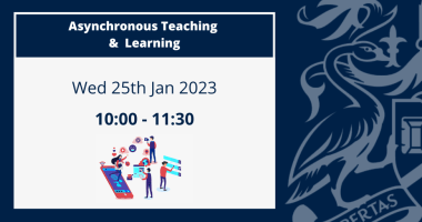 Image text: Asynchronous Teaching & Learning. More information about the event can be found on this page.