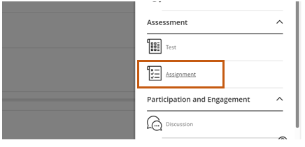 An orange box highlights a button labelled Assignments in a Blackboard Ultra course. 