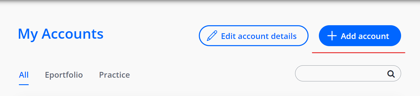 A screenshot which highlights the 'Add Account' button on the One File keychain homepage. 