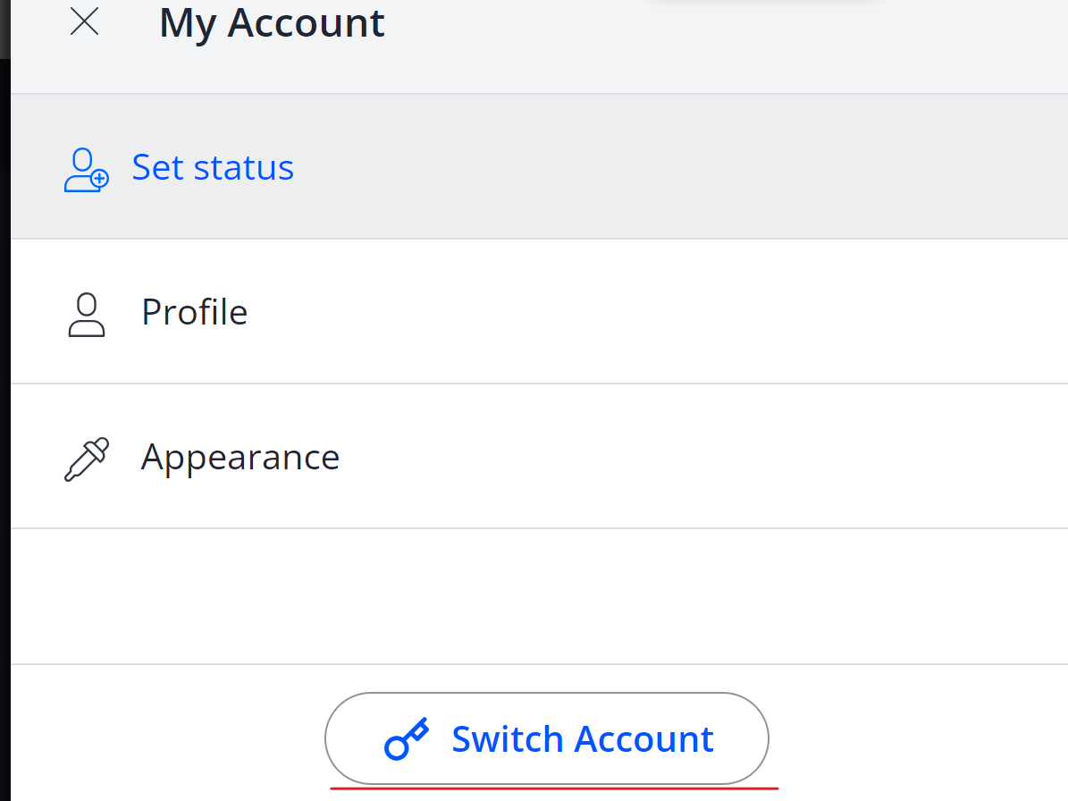 A screenshot of the Switch Account button.
