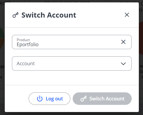 A screenshot of the log out button on the One File switch account page.